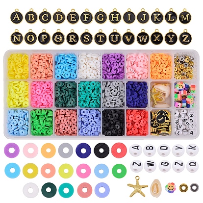26 Styles Handmade Polymer Clay Beads, Heishi Beads, Brass Spacer Beads, Acrylic Beads, Alloy Pendants, Cowrie Shell Beads, Mixed Shape