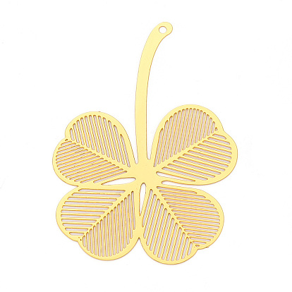 Латунные филигранные большие подвески, Четыре листа клевера, гравированные металлические украшения