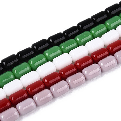 Непрозрачные сплошные цветные стеклянные бусины, баррель