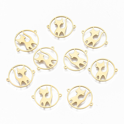 304 Stainless Steel Links Connectors, Laser Cut, Flat Round with Cat