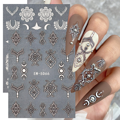 5D PVC Nail Art Stickers Anaglyph Decals, for Nail Tips Decorations, Mixed Pattern