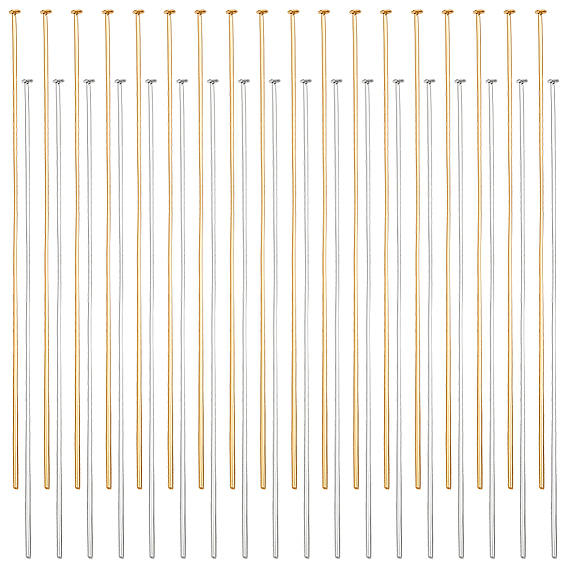 200Pcs 2 Colors Brass Flat Head Pins, Cadmium Free & Nickel Free & Lead Free, Long-Lasting Plated