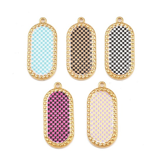 Печатные 304 подвески из нержавеющей стали, овальные амулеты, вакуумное покрытие pvd, реальный 18 k позолоченный