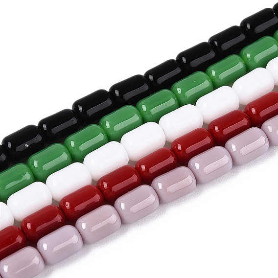 Непрозрачные сплошные цветные стеклянные бусины, баррель