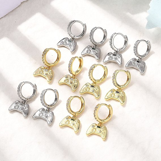 Латунные микро проложить серьги обруча кубического циркония, стойки покрытие, долговечный, без кадмия и без свинца, игровой автомат