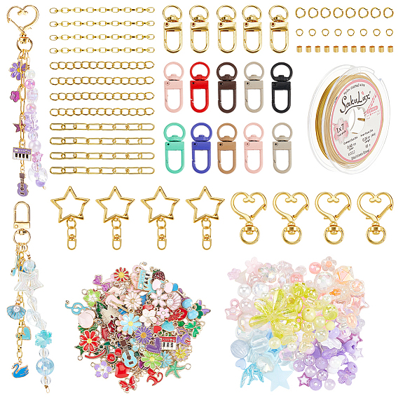DIY Jewelry Kits, Including Acrylic Beads, Iron Chain, Brass Chain, Alloy Swivel Clasps