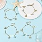 Océan 304 Bracelets de cheville pour femmes, ornés de breloques en acier inoxydable représentant des animaux marins et des éclats de larimar naturel, formes mixtes