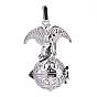 Rack Plating Brass Cage Pendants, For Chime Ball Pendant Necklaces Making, Hollow Round with Angel
