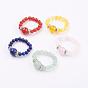 Perles de pierres naturelles pierres précieuses, avec les accessoires en laiton et strass, ronde, couleur argent plaqué, taille 8