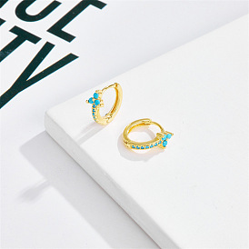 Simple Turquoise Earrings for Women with 14k Gold Plated Copper Ear Hooks