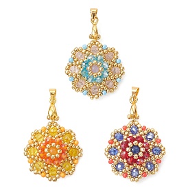 Стеклянные подвески, , с латунными зажимами для ледоруба и бисером., золотые, граненые