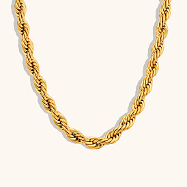 Chic and Minimalist 18K Gold Plated Stainless Steel Twisted Chain Bracelet