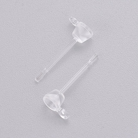Transparent Painless Prevent Allergy Resin Stud Earring Findings, with Loop