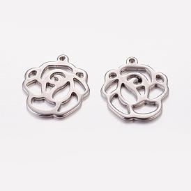 201 Edelstahl Anhänger, Blume, 16x15x1 mm, Bohrung: 1 mm