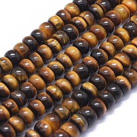 Chapelets de perles oeil de tigre naturelles, rondelle