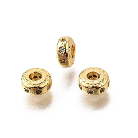 Латунные микро проложить кубического циркония бусы, стойки покрытие, без кадмия и без свинца, долговечный, плоско-круглые