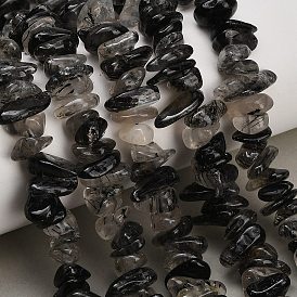 Natural Tourmalinated Quartz Beads Strands, Chip