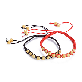 Brazalete trenzado de latón ajustable, pulsera de nudo cuadrado con cordón de nylon