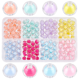 240Pcs 8 Colors Transparent Acrylic Beads, Bead in Bead, Round