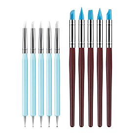 Silicone Polymer Clay Sculpting Tool Pen, Aluminum and Wood Handle Carving Pen for Clay Craft