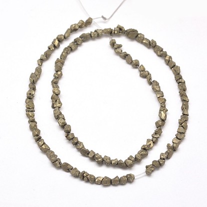 Natural Pyrite Nuggets Beads Strands, 3~5x3~5mm, Hole: 1mm, about 15.7 inch