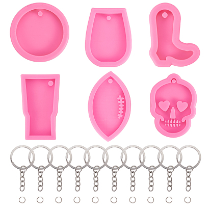 Сделай сам брелок, с подвесными силиконовыми формами, железное кольцо для ключей и латунные кольца