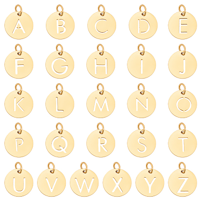 26шт 26 стили 304 подвески из нержавеющей стали, плоские круглые с буквы