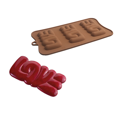 China Factory Chocolate Silicone Molds, Rectangle with Word LOVE