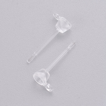 Transparent Painless Prevent Allergy Resin Stud Earring Findings, with Loop