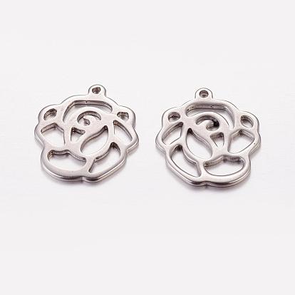201 Edelstahl Anhänger, Blume, 16x15x1 mm, Bohrung: 1 mm