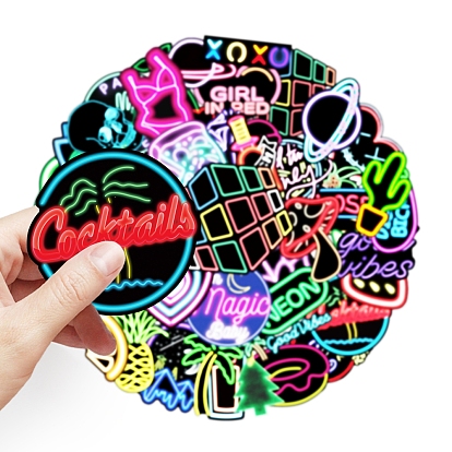 50Pcs Neon Style Stickers for Water Bottle Phone Computer Luggage Guitar Graffiti Patches