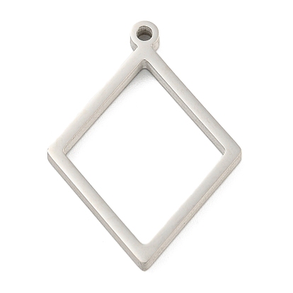 304 Stainless Steel Laser Cut Pendants, Rhombus Charm