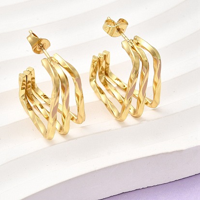 Тройной квадрат 201 серьги-гвоздики из нержавеющей стали, с 304 штифтов из нержавеющей стали, вакуумное покрытие pvd