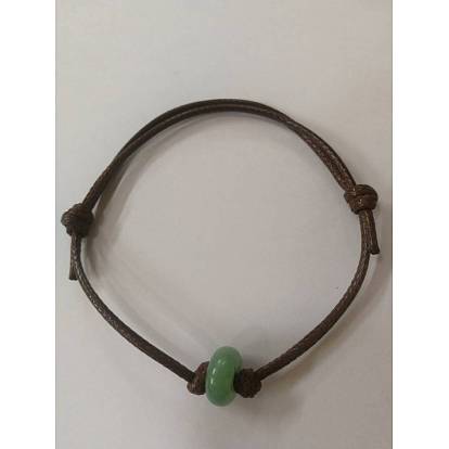 Adjustable Eco-Friendly Waxed Polyester Cord Bracelets, with Natural Gemstone European Beads