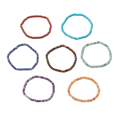 7шт. натуральный красный авантюрин/красная яшма/зеленый авантюрин/тигровый глаз/бирюза/лазурит/лепидолит бусины эластичные браслеты для женщин
