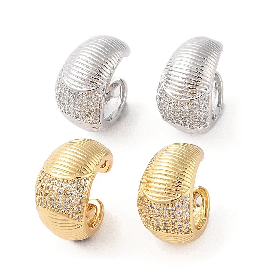 Серьги-манжеты из латуни с микропаве и прозрачным циркониевым покрытием для женщин, без кадмия и без свинца, долговечный, c-образный