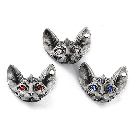 Подвеска из сплава в тибетском стиле, cmолой горный хрусталь, матовые, кошка