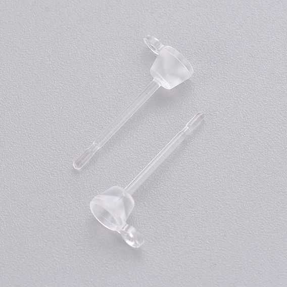 Transparent Painless Prevent Allergy Resin Stud Earring Findings, with Loop