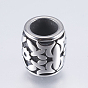 304 Stainless Steel Beads, Barrel with Flower