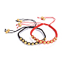 Adjustable Brass Braided Bead Bracelets, Nylon Cord Square Knot Bracelet