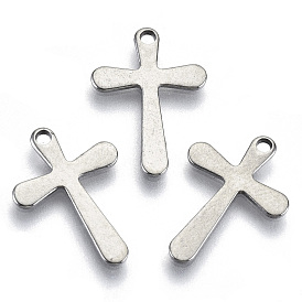 201 Stainless Steel Pendants, Laser Cut, Cross