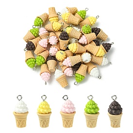 40 шт 5 цвета подвески из непрозрачной смолы, кремовый, с железной платиной петлей