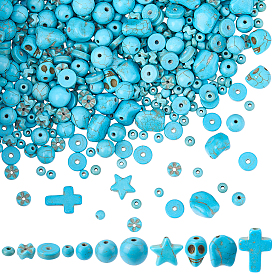 789 шт. 11 стили окрашенные синтетические бирюзовые бусины, разнообразные