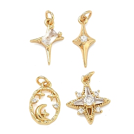 Латунные микро проложить кубического циркония подвески, звезды прелести, без свинца и без кадмия, стойки покрытие, долговечный