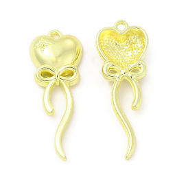 Rack Plating Alloy Pendants, Cadmium Free & Nickel Free & Lead Free, Heart with Bowknot Charms