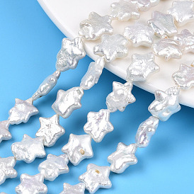 Brins de perles keshi baroques nucléées naturelles, perle de culture d'eau douce, étoiles