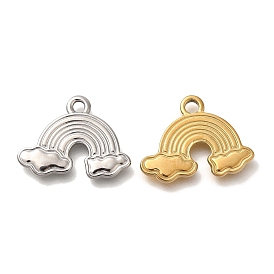 Ion Plating(IP) 304 Stainless Steel Pendants, Rainbow with Cloud Charm