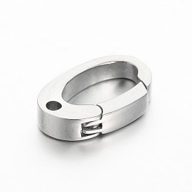 304 Stainless Steel Keychain Clasp Findings, 15x9.5x3mm, hole: 1.5mm