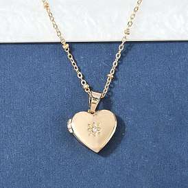 304 ожерелья из нержавеющей стали с прозрачными кубическими цирконами в форме сердца с подвеской для женщин