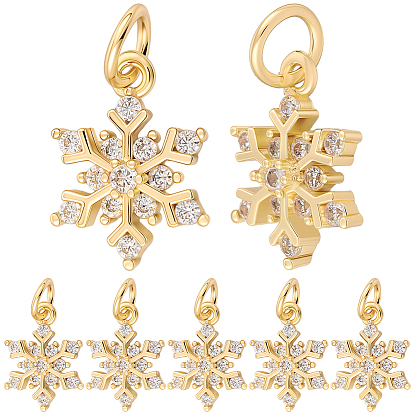10подвески из кубического циркония с покрытием из латуни с микропаве, долговечный, без кадмия и без свинца, с целью перехода в кольце, снежинка очарование